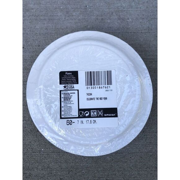 New Year’s  Holiday Cocktail Party Bulk 7" Paper Plates 60ct. - Picture 4 of 5